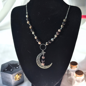 Collier grenat et opale d'Afrique – finition argentée