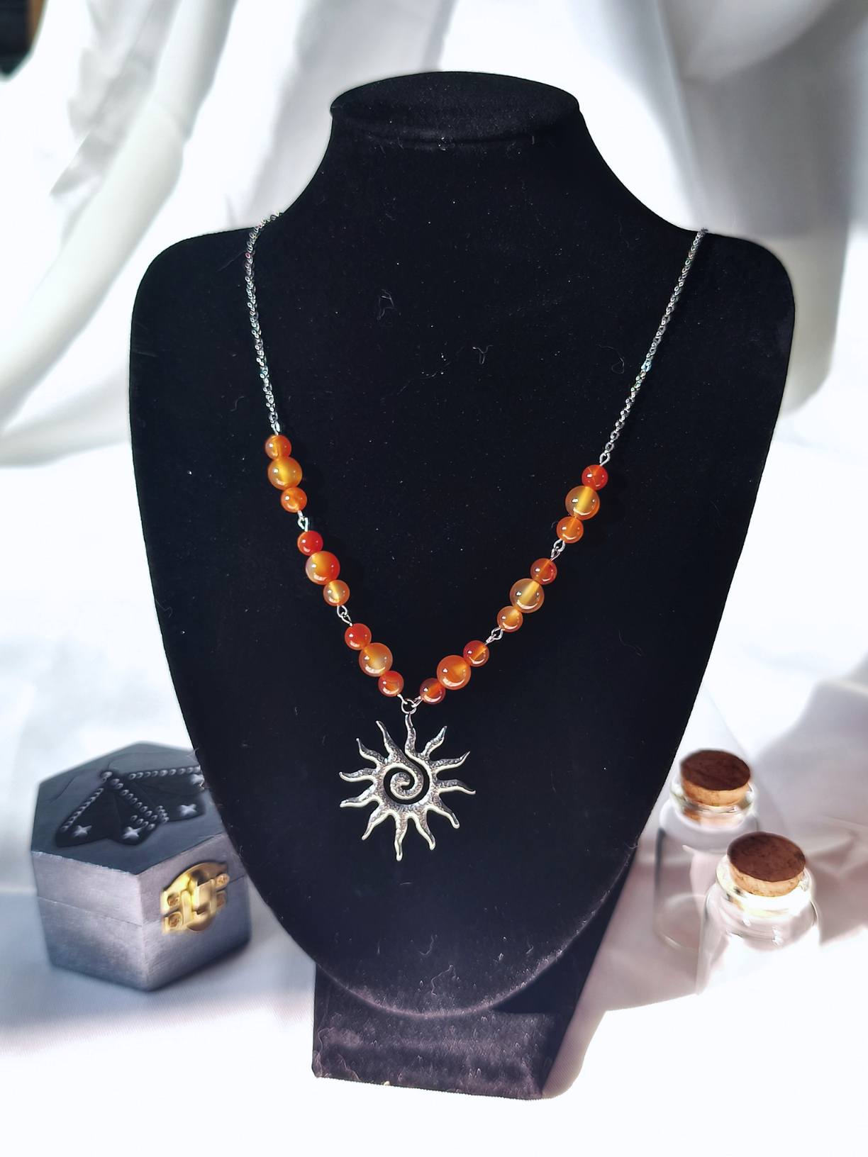Collier cornaline – finition argentée