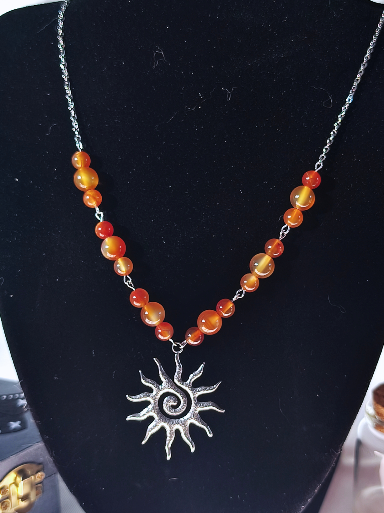 Collier cornaline – finition argentée