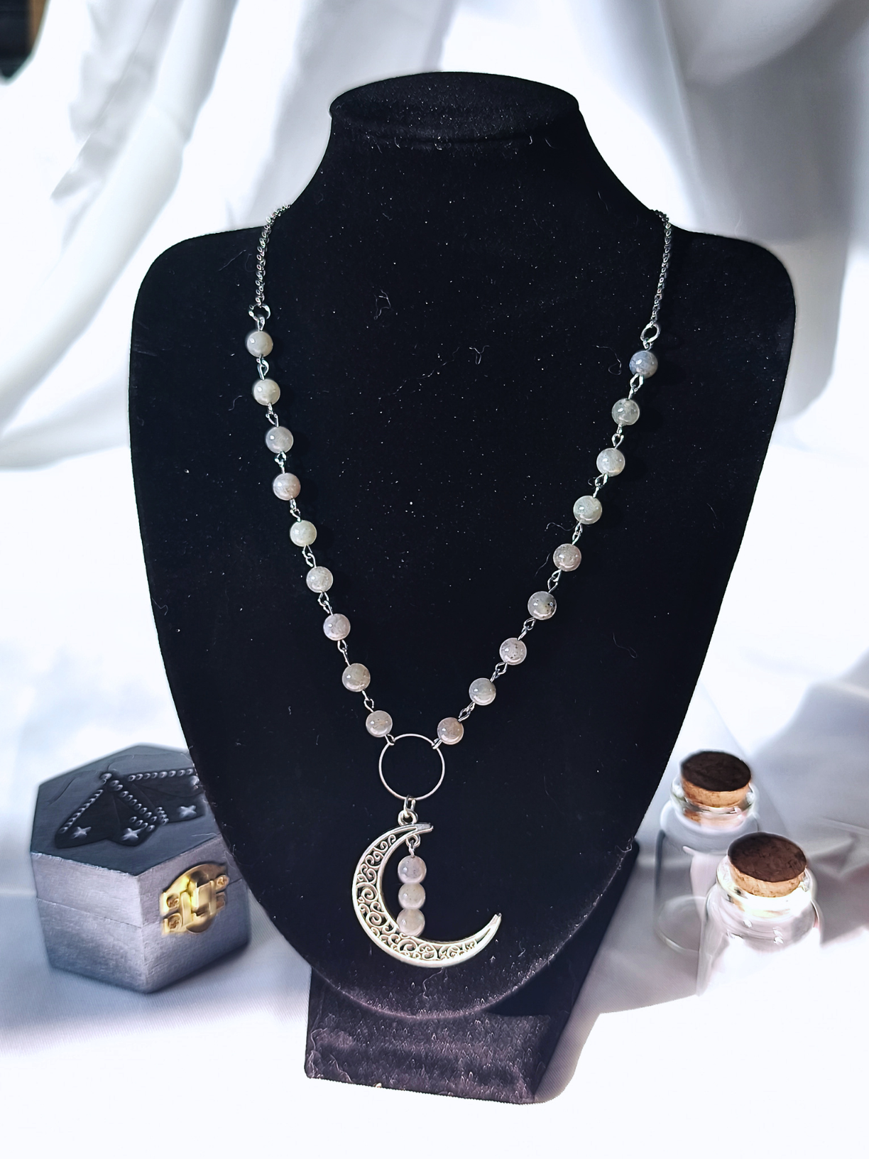 Collier labradorite – finition argentée