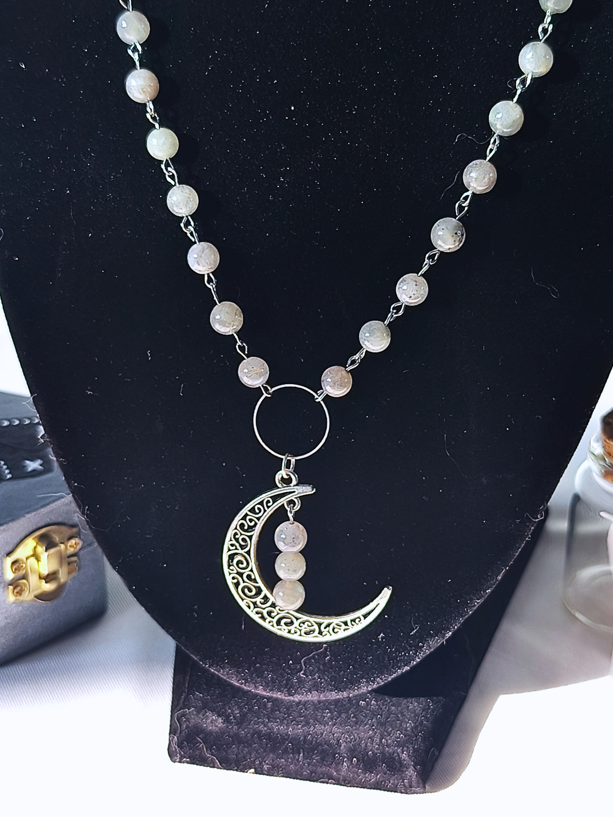 Collier labradorite – finition argentée