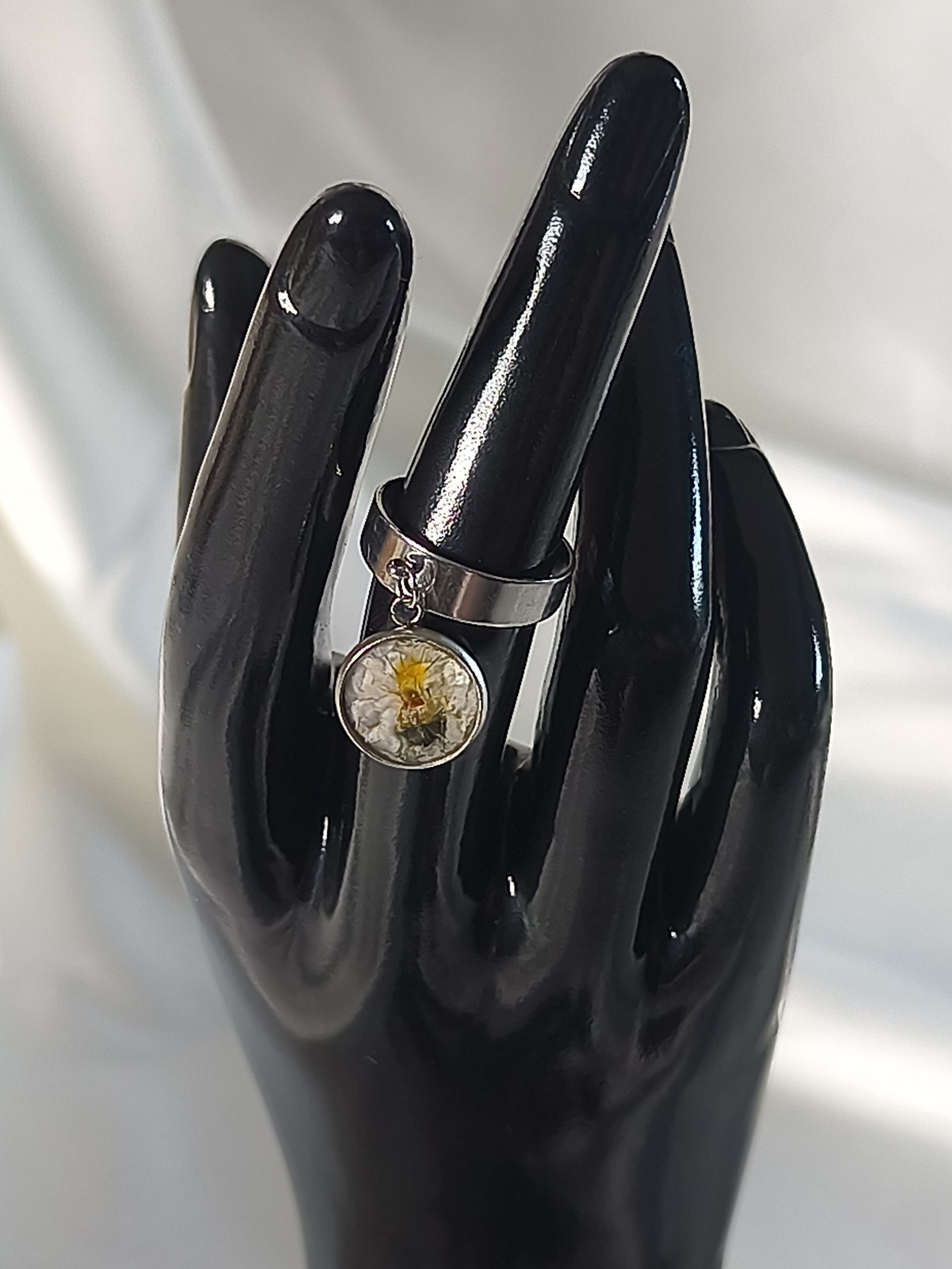 Bague pensée blanche réglable – acier inoxydable