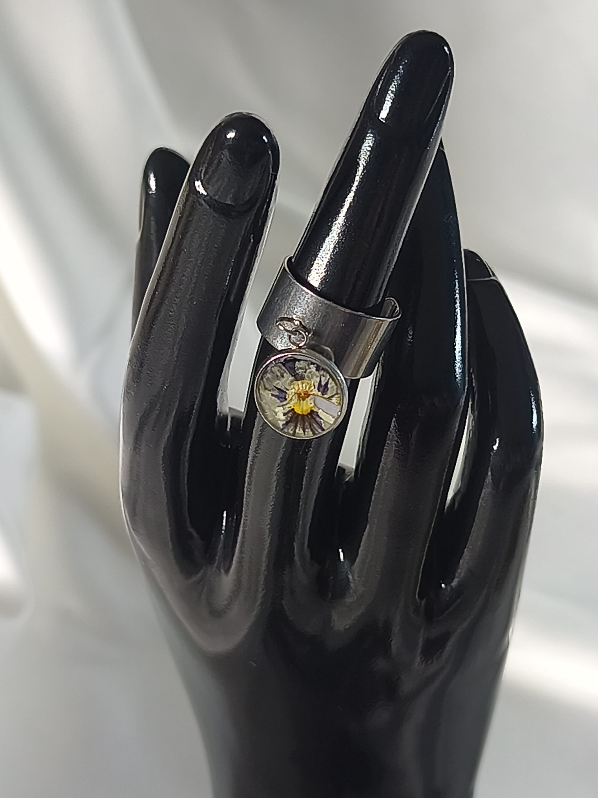 Bague pensée blanche réglable – acier inoxydable