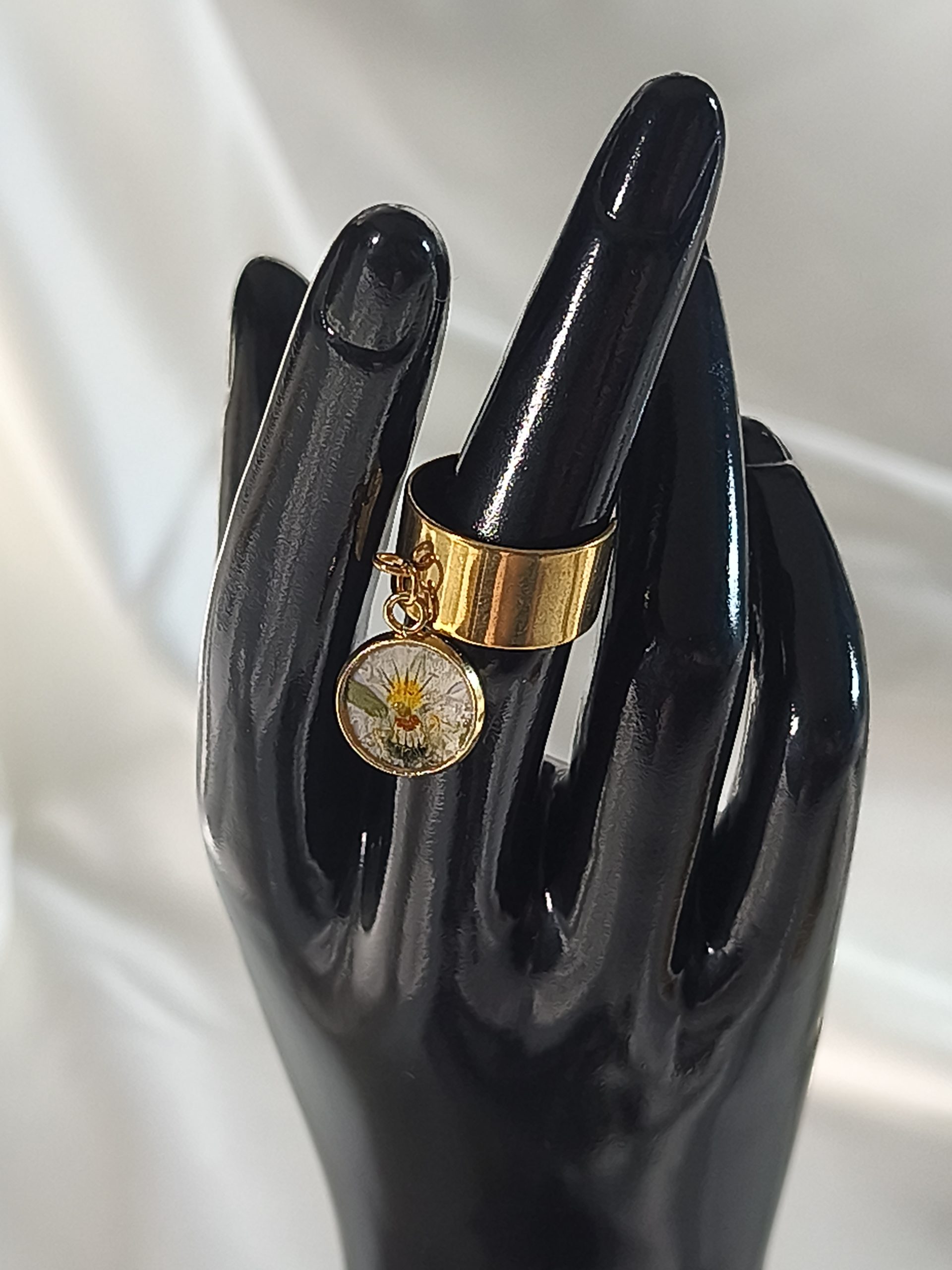 Bague pensée blanche réglable – acier inoxydable