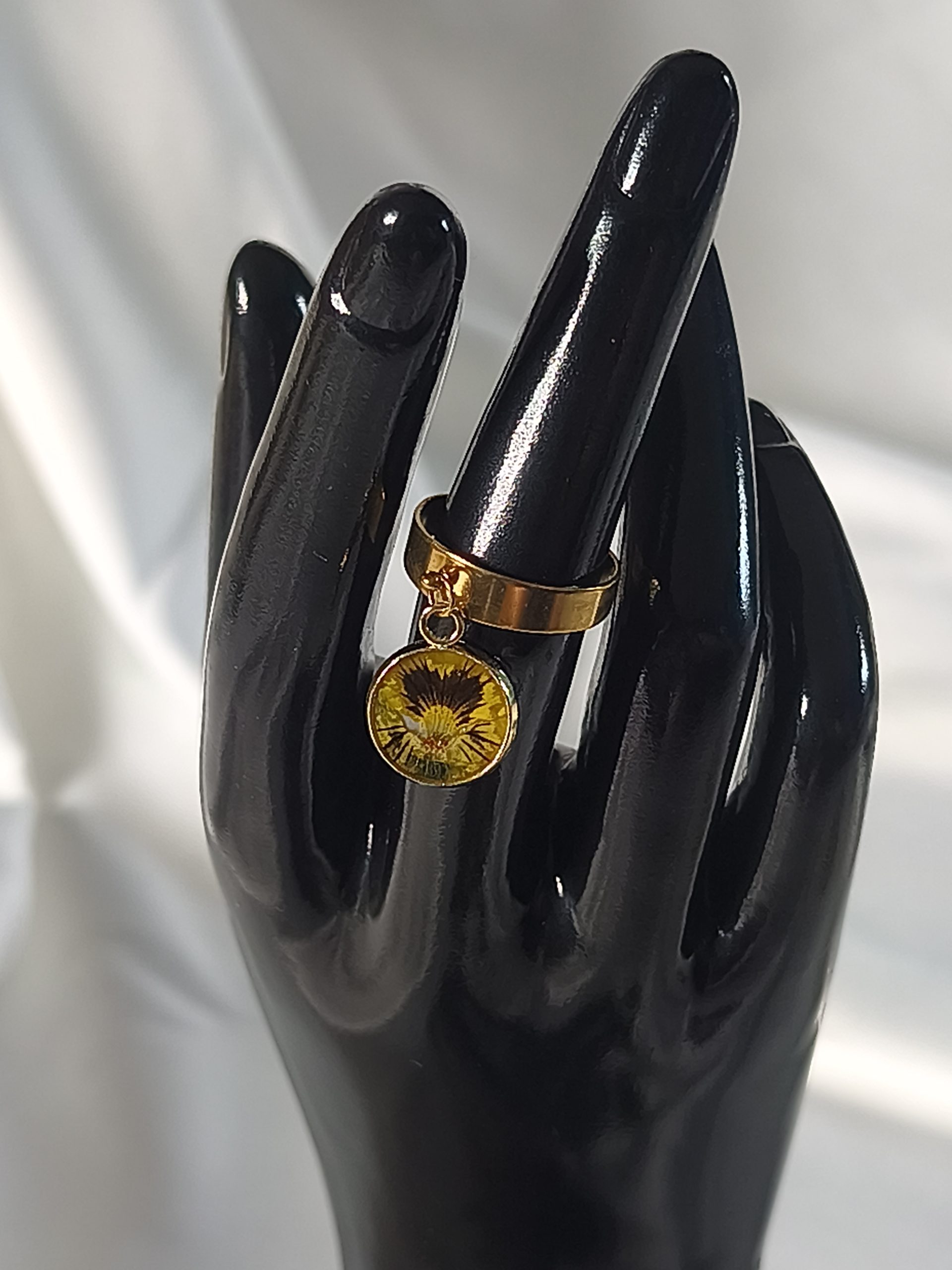 Bague pensée jaune réglable – acier inoxydable