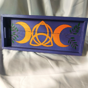 Plateau décoratif triple lune et triquetra
